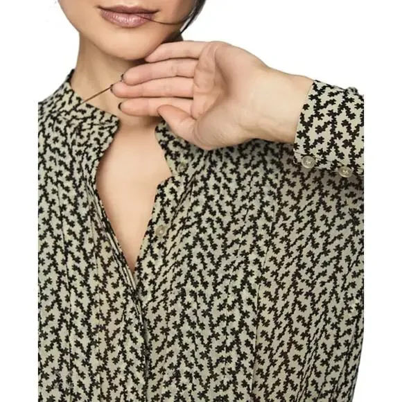 Reiss Lea Desert-trail Button Up Shirt Blouse Size US 10 Pleated Front Work - Picture 2 of 10